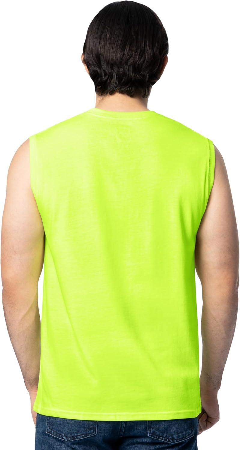 imageFruit of The Loom Mens Eversoft Cotton Sleeveless T Shirts Breathable amp Moisture Wicking with Odor Control Sizes S4XSafety Green
