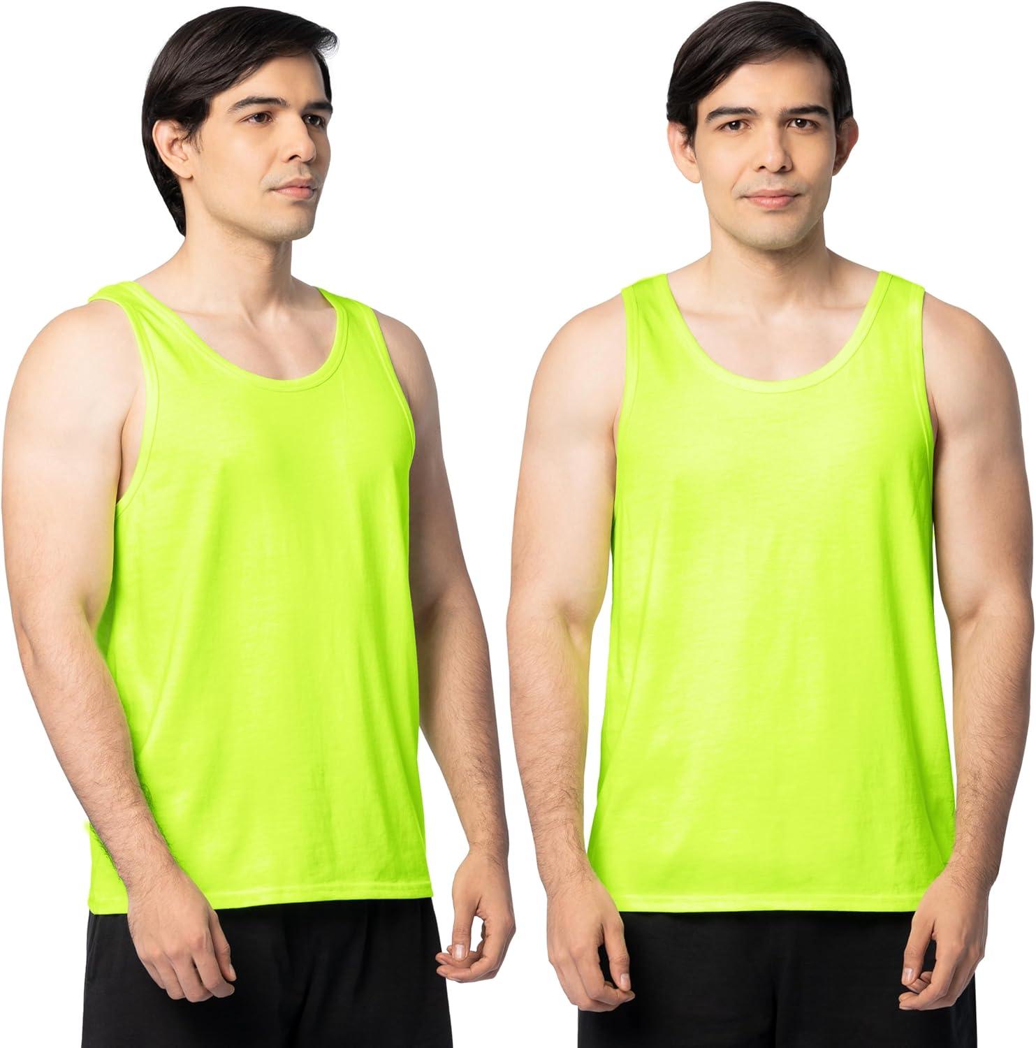 imageFruit of The Loom Mens Eversoft Cotton Sleeveless T Shirts Breathable amp Moisture Wicking with Odor Control Sizes S4XSafety Green