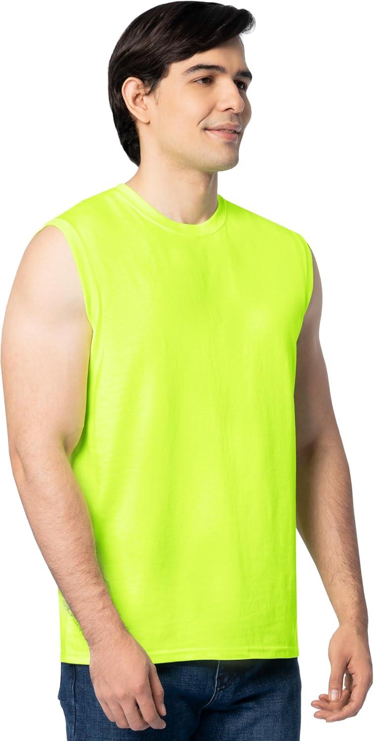 imageFruit of The Loom Mens Eversoft Cotton Sleeveless T Shirts Breathable amp Moisture Wicking with Odor Control Sizes S4XSafety Green