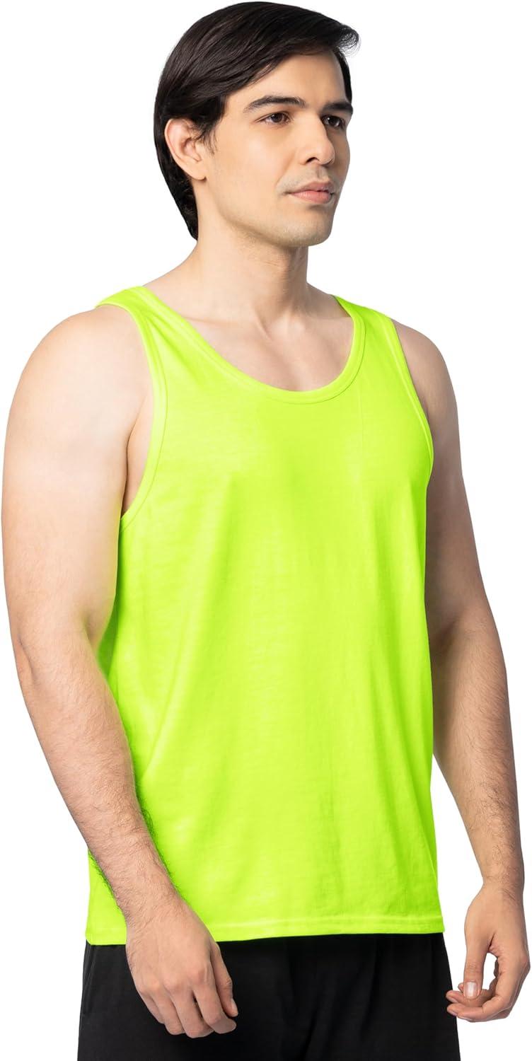 imageFruit of The Loom Mens Eversoft Cotton Sleeveless T Shirts Breathable amp Moisture Wicking with Odor Control Sizes S4XSafety Green