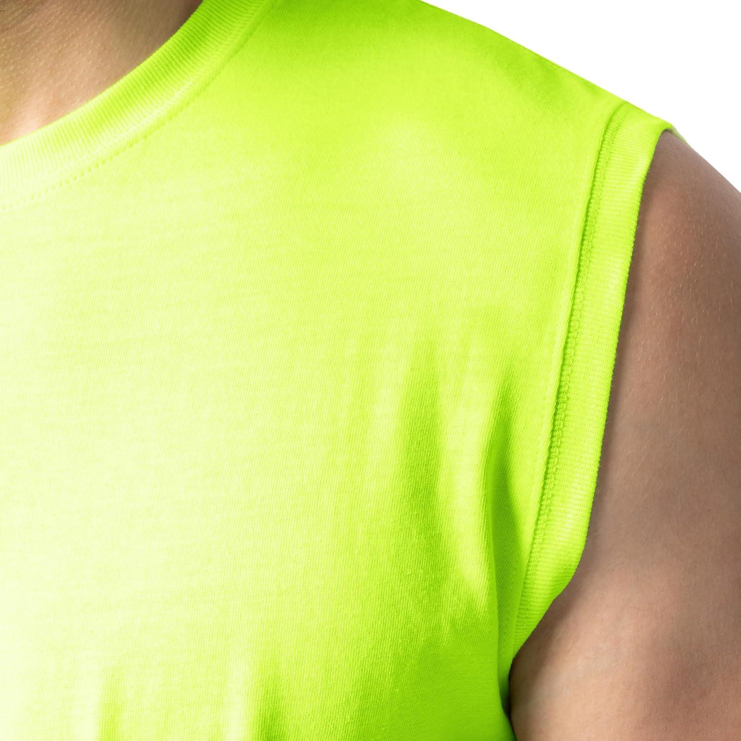 imageFruit of The Loom Mens Eversoft Cotton Sleeveless T Shirts Breathable amp Moisture Wicking with Odor Control Sizes S4XSafety Green
