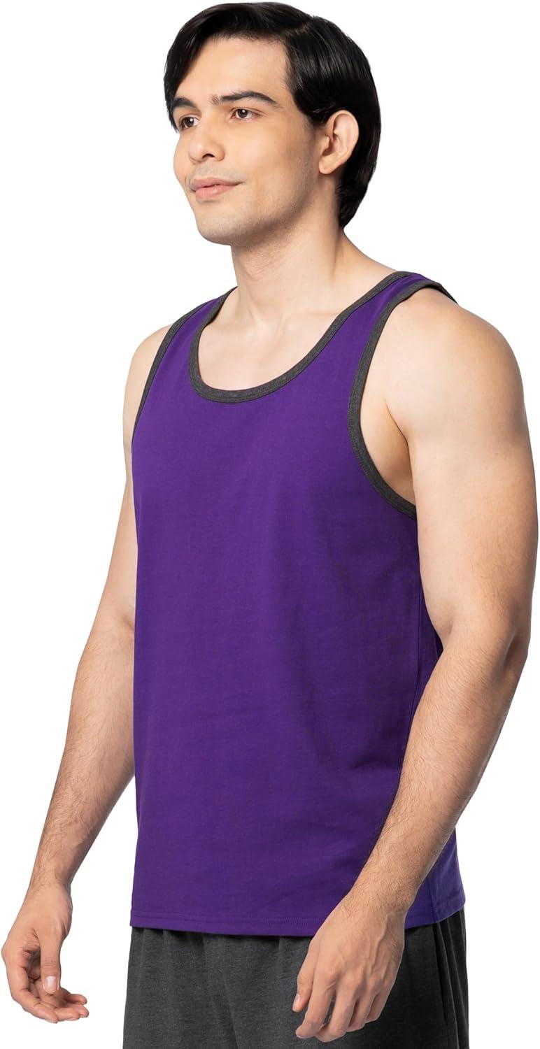 imageFruit of The Loom Mens Eversoft Cotton Sleeveless T Shirts Breathable amp Moisture Wicking with Odor Control Sizes S4XTank 2 Pack Purple