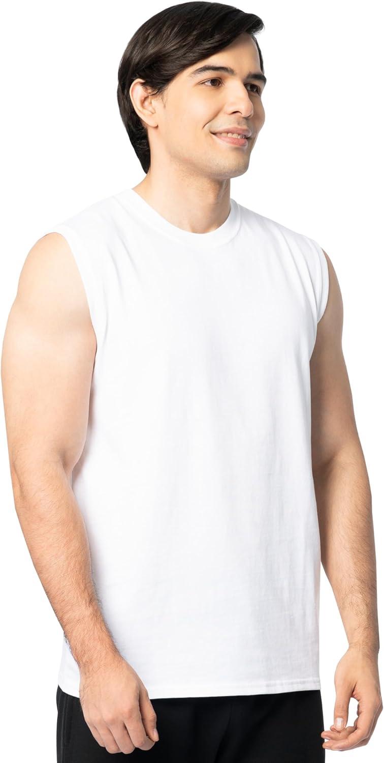 imageFruit of The Loom Mens Eversoft Cotton Sleeveless T Shirts Breathable amp Moisture Wicking with Odor Control Sizes S4XWhite