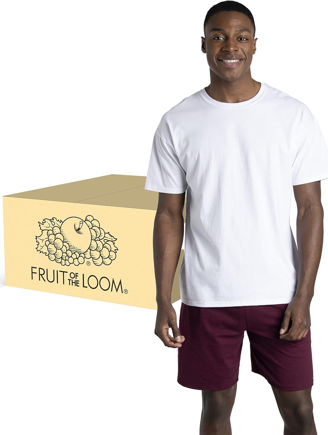 imageFruit of The Loom Mens Eversoft Cotton T Shirts Breathable amp Moisture Wicking with Odor Control Sizes S4xCrew 12 Pack White