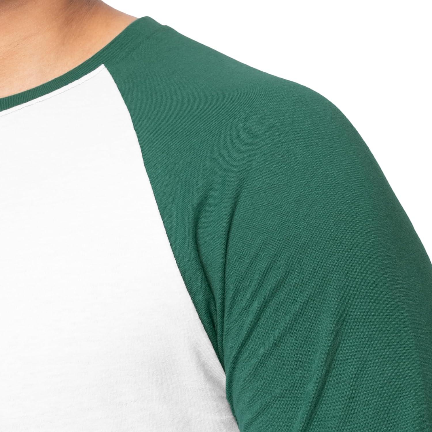 imageFruit of The Loom Mens Raglan 34 Sleeve Colorblock TShirtWhiteGreen