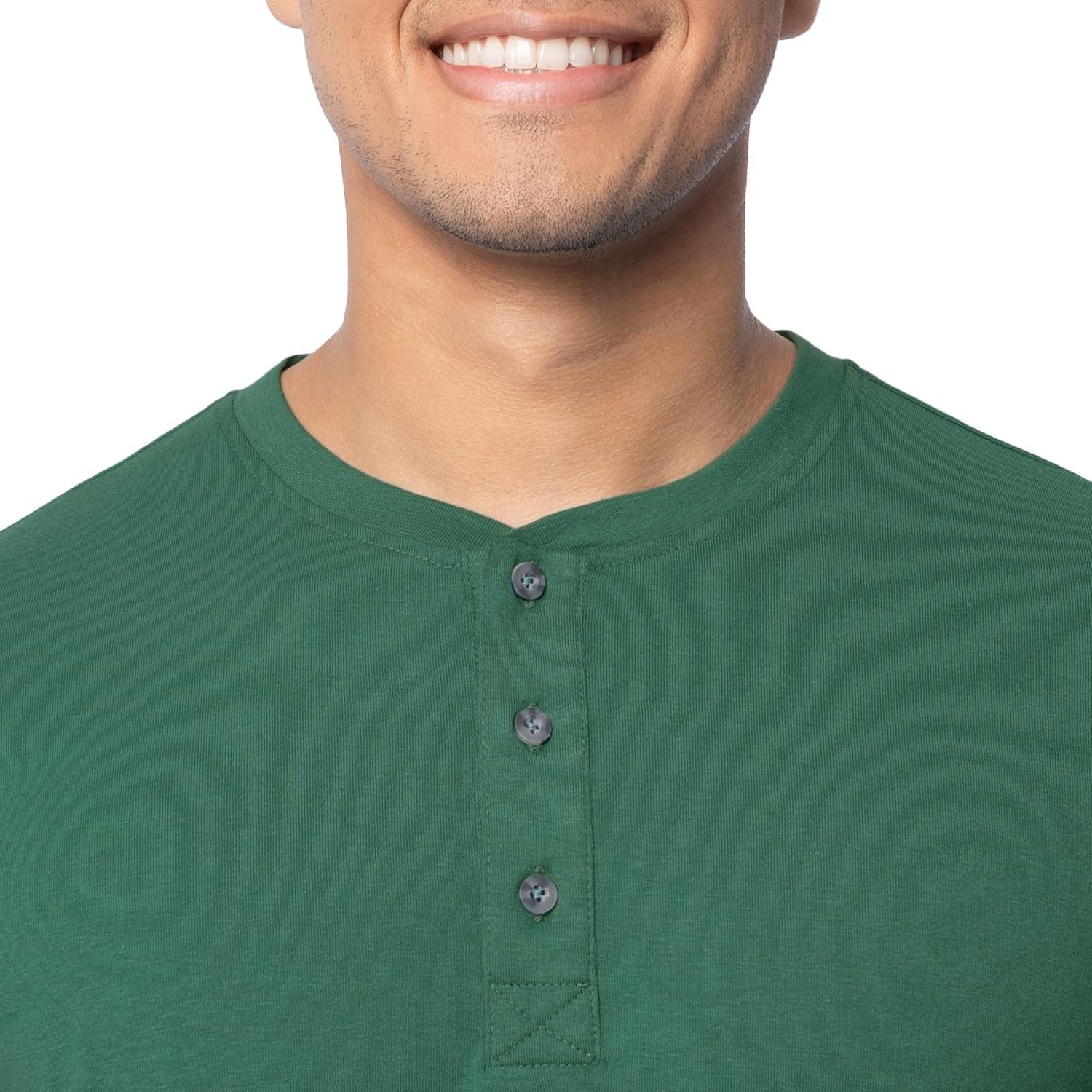 imageFruit of The Loom Mens Short Sleeve Henley TShirtAntique Green