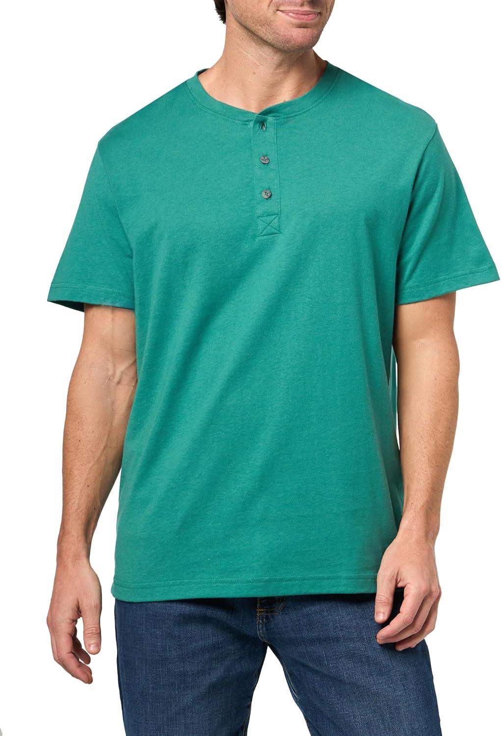 imageFruit of The Loom Mens Short Sleeve Henley TShirtAntique Green