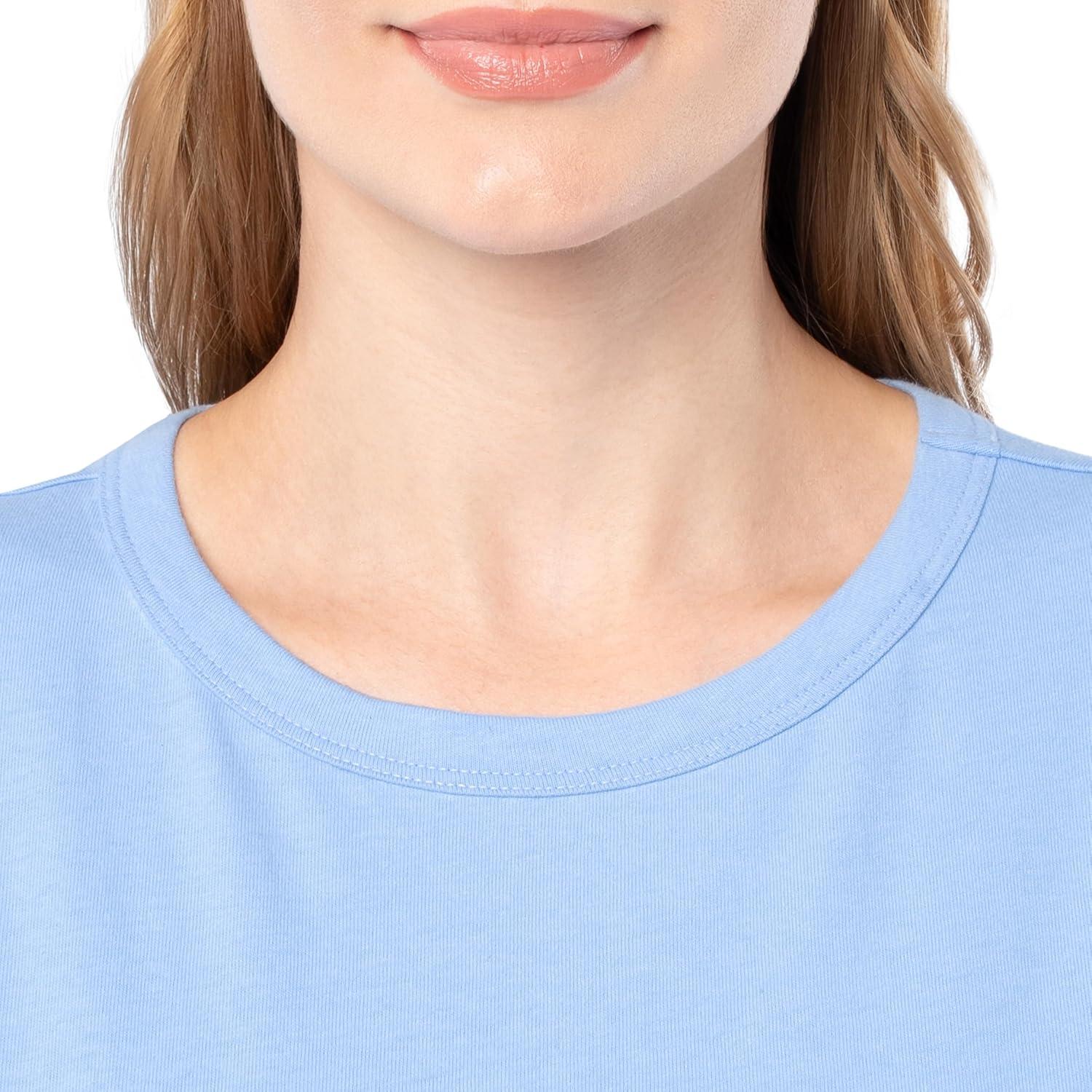 imageFruit of The Loom Womens Short Sleeve Crew Neck TShirt 2 PackBlueWhite