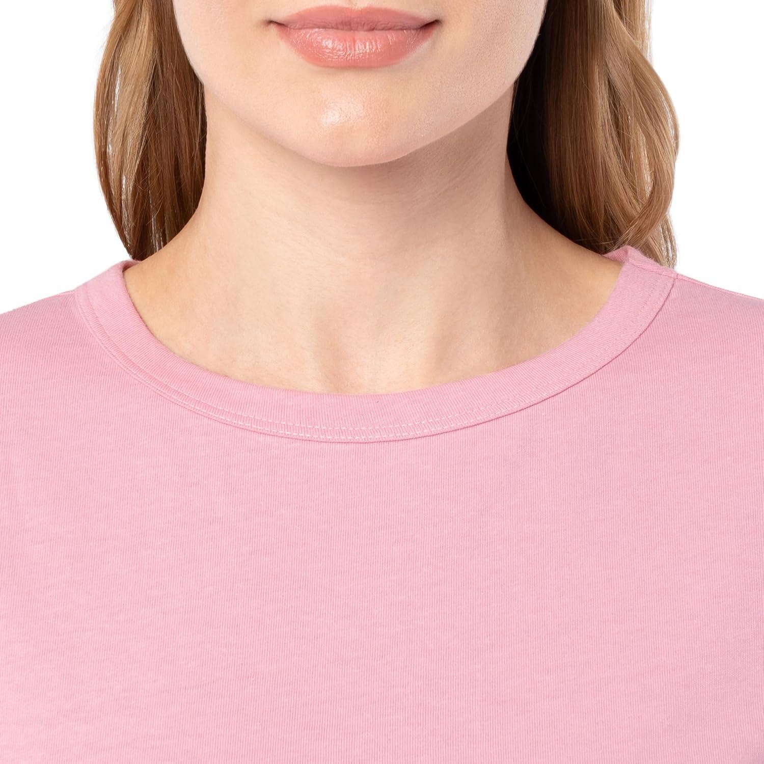 imageFruit of The Loom Womens Short Sleeve Crew Neck TShirt 2 PackPinkWhite