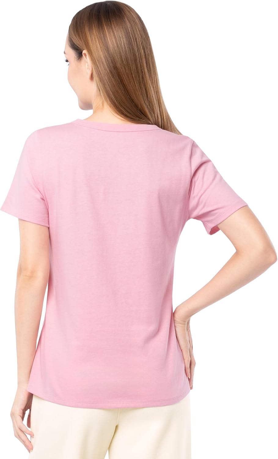 imageFruit of The Loom Womens Short Sleeve Crew Neck TShirt 2 PackPinkWhite