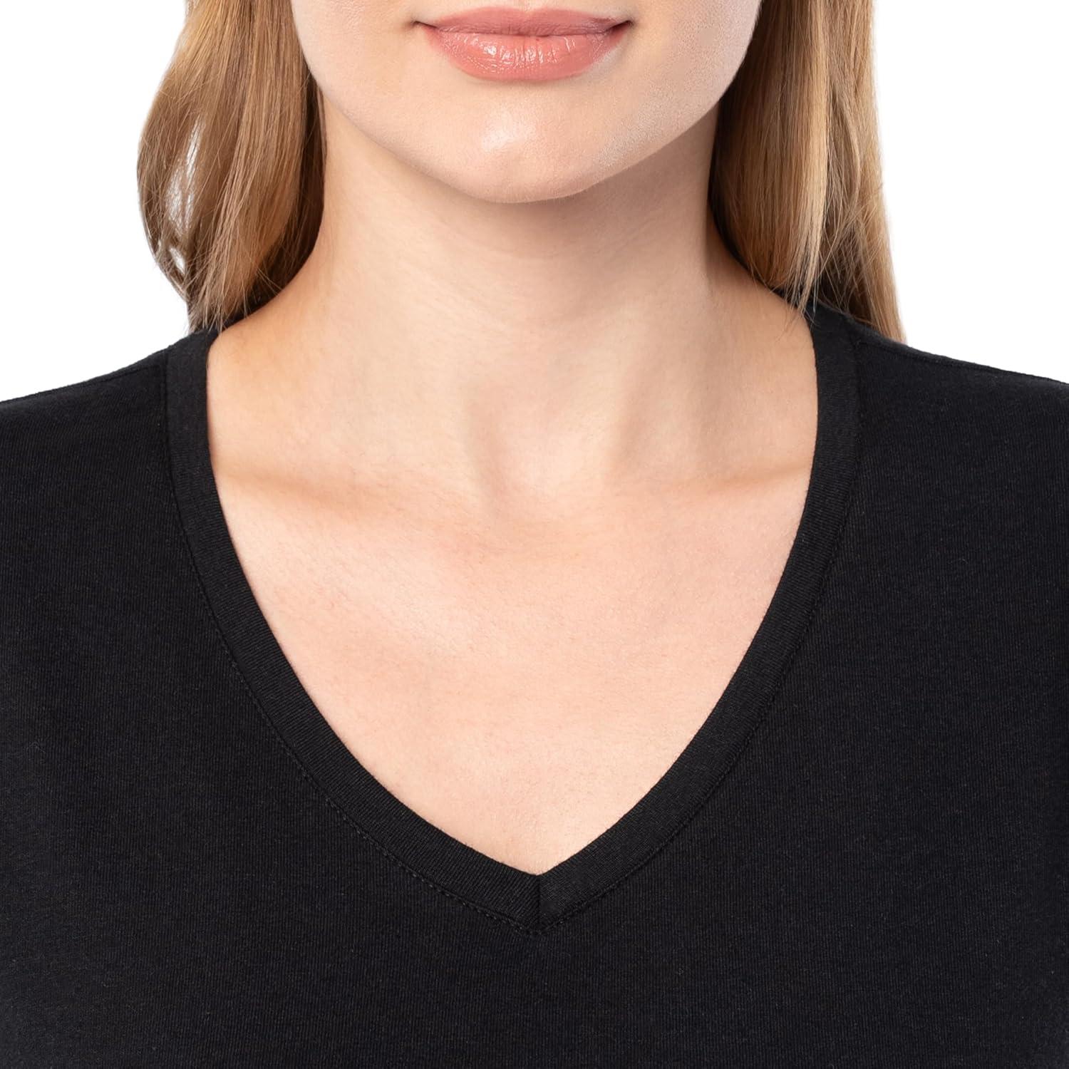 imageFruit of The Loom Womens Short Sleeve VNeck TShirt 2 PackBlackBlack