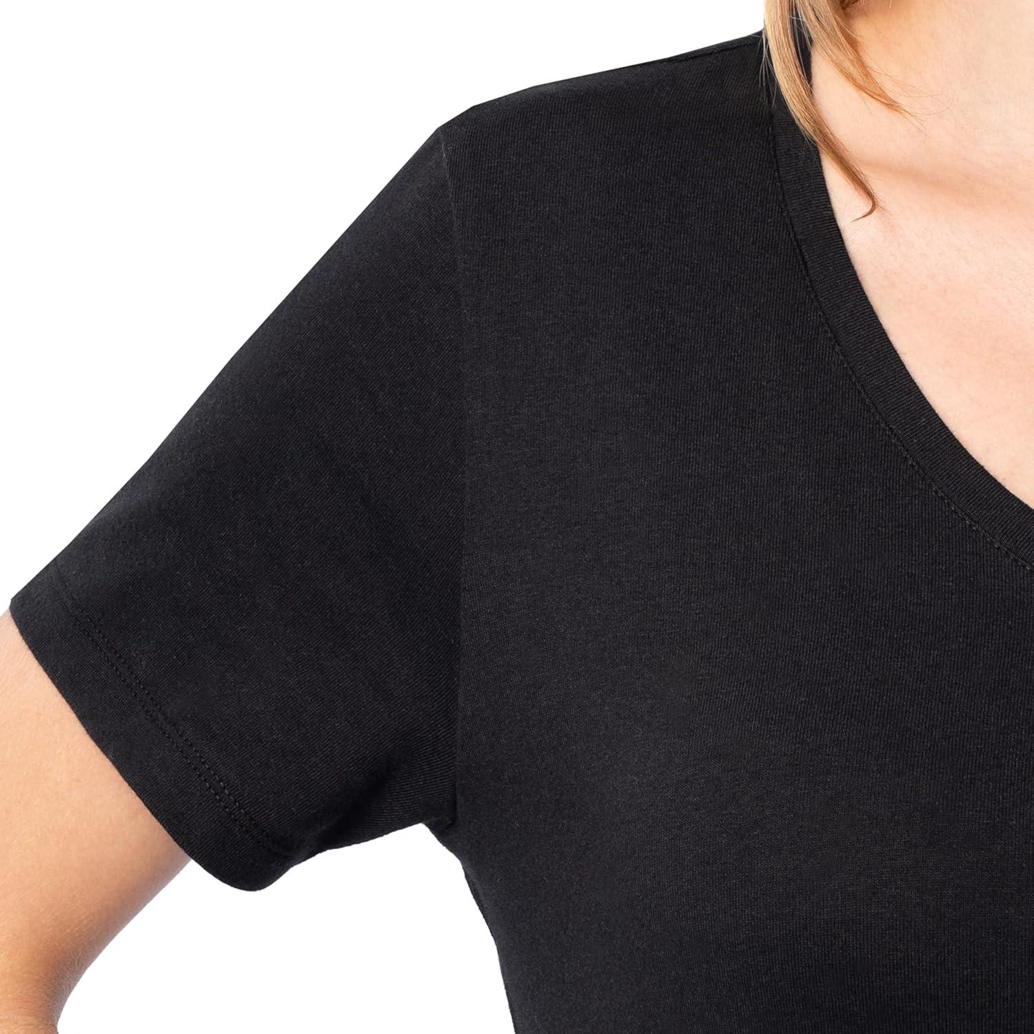 imageFruit of The Loom Womens Short Sleeve VNeck TShirt 2 PackBlackBlack