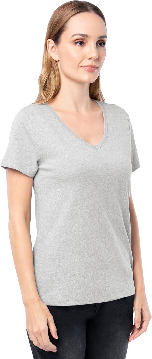 imageFruit of The Loom Womens Short Sleeve VNeck TShirt 2 PackCobaltGrey Heather