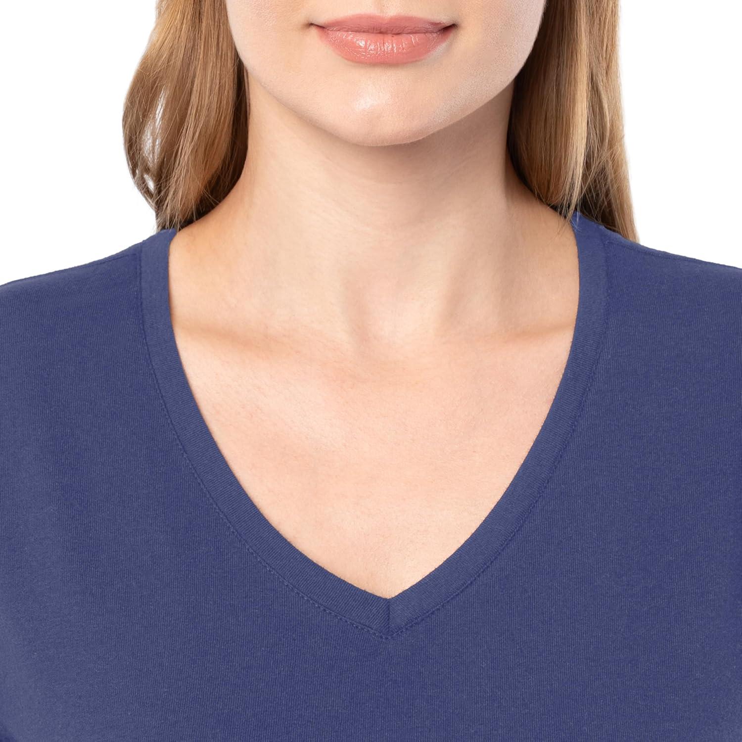 imageFruit of The Loom Womens Short Sleeve VNeck TShirt 2 PackCobaltGrey Heather