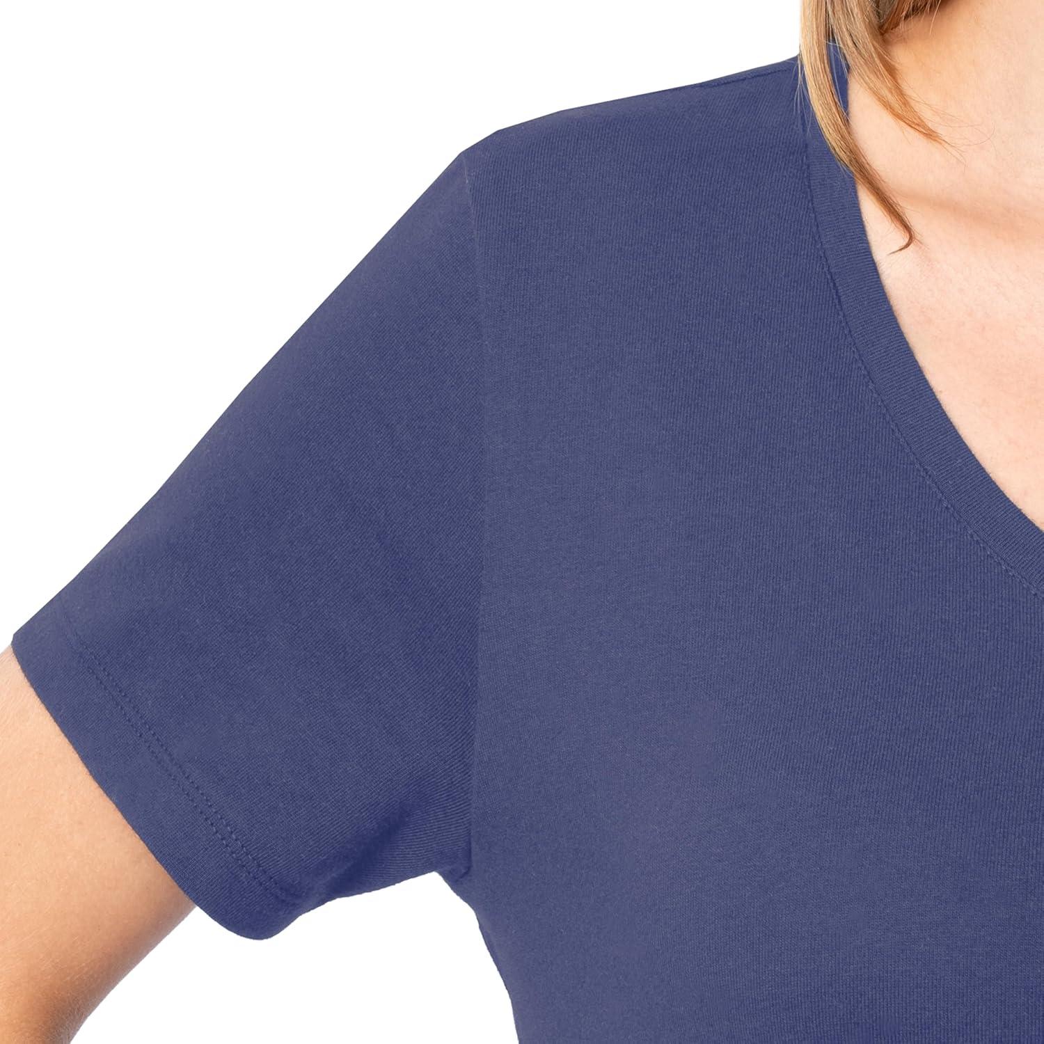 imageFruit of The Loom Womens Short Sleeve VNeck TShirt 2 PackCobaltGrey Heather