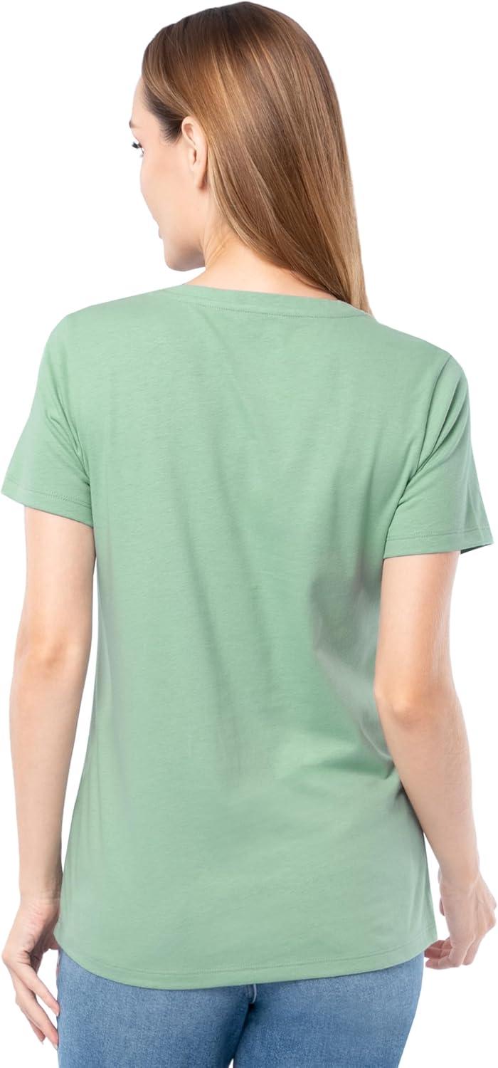 imageFruit of The Loom Womens Short Sleeve VNeck TShirt 2 PackGreenWhite