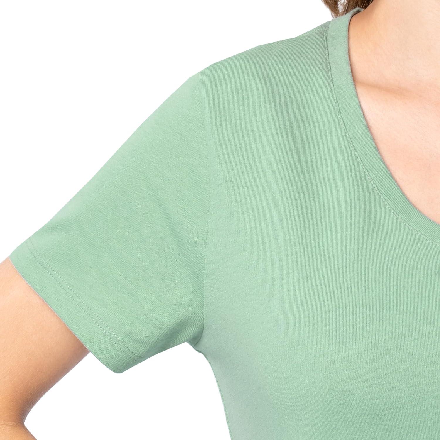 imageFruit of The Loom Womens Short Sleeve VNeck TShirt 2 PackGreenWhite
