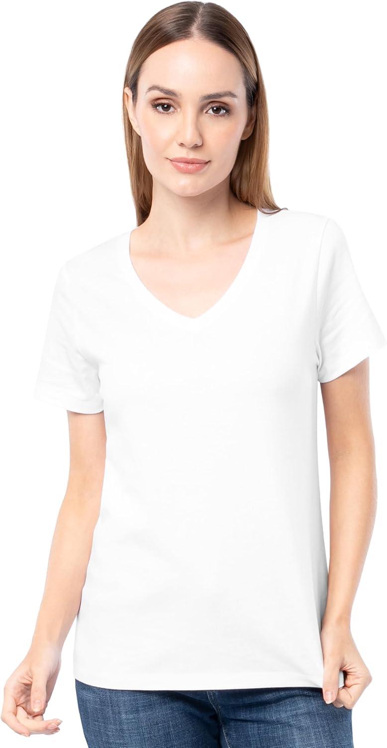 imageFruit of The Loom Womens Short Sleeve VNeck TShirt 2 PackGreenWhite
