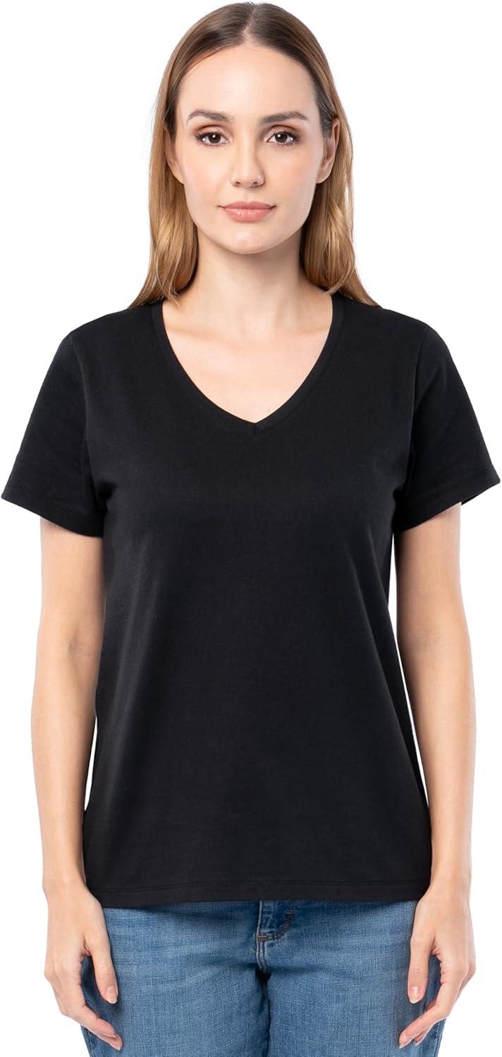 imageFruit of The Loom Womens Short Sleeve VNeck TShirt 2 PackGrey HeatherBlack