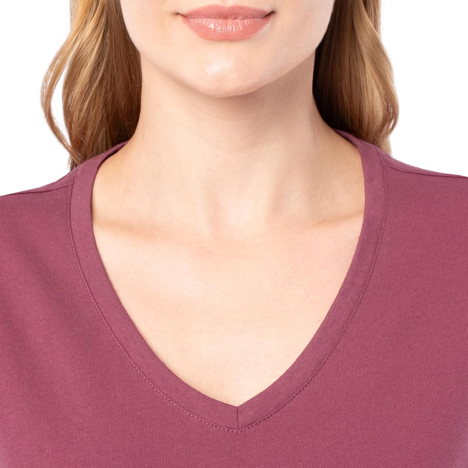 imageFruit of The Loom Womens Short Sleeve VNeck TShirt 2 PackRoseBlack