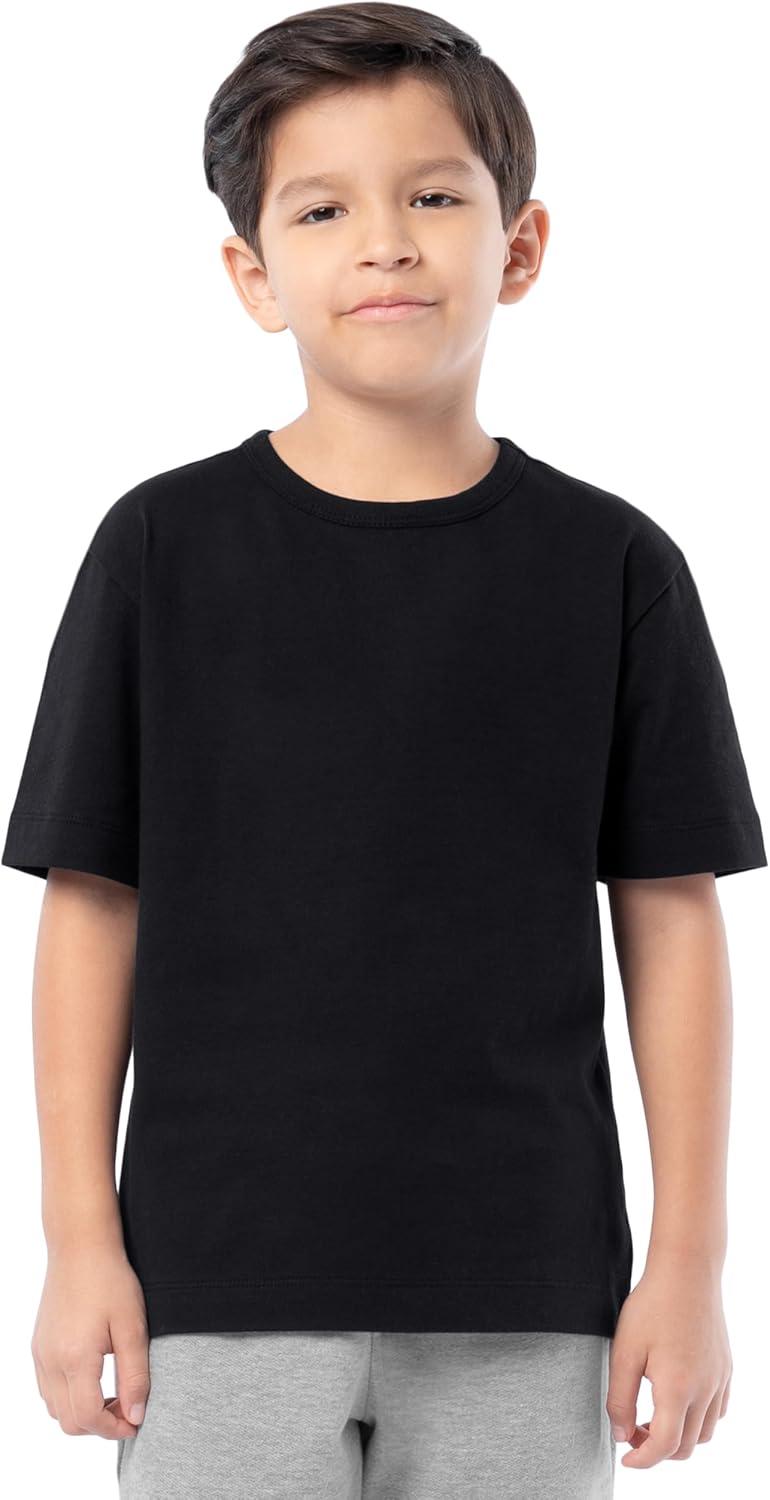 imageFruit of the Loom Boys Short Sleeve Cotton Crewneck TShirts 3 PackBlackBlackBlack