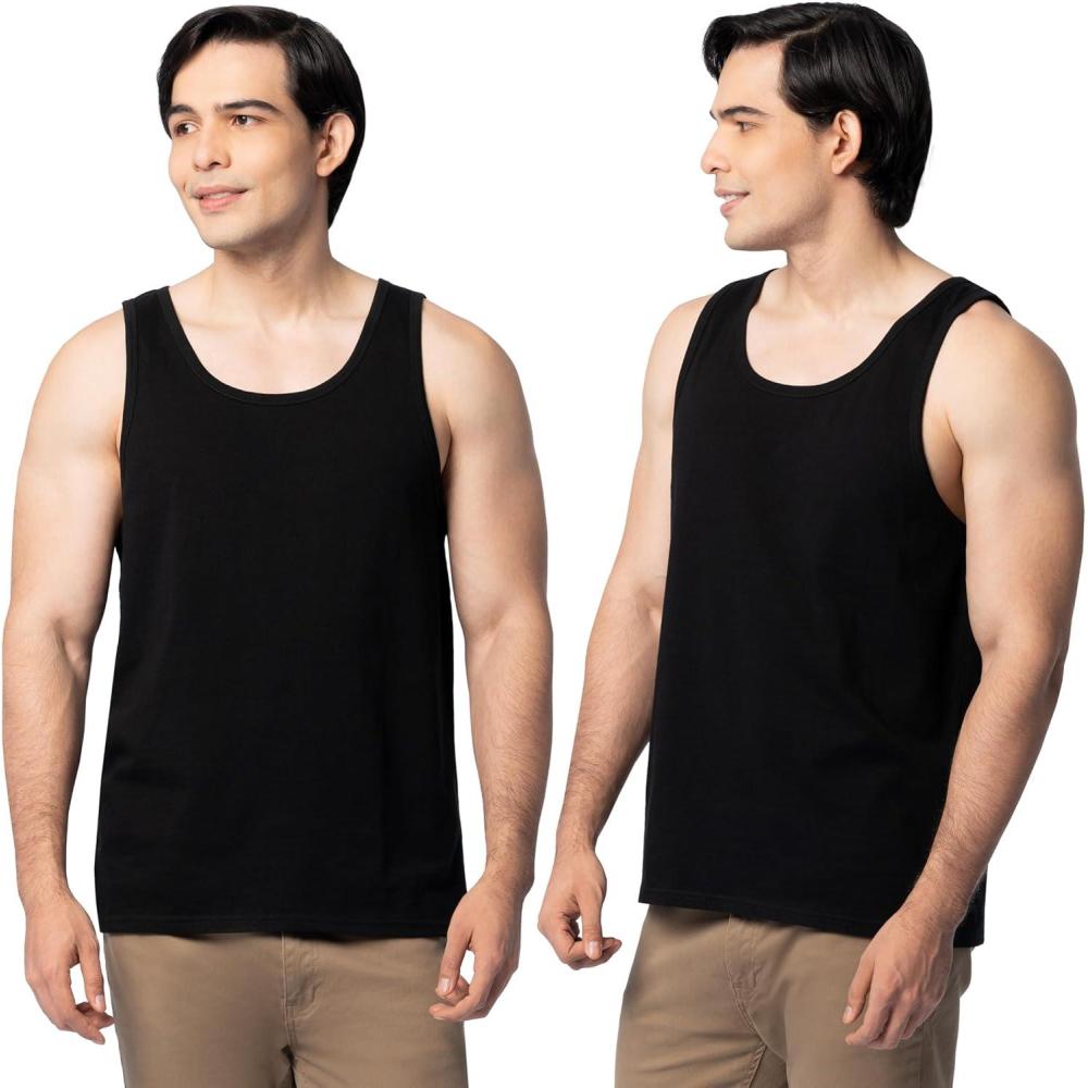 imageFruit of The Loom Mens Eversoft Cotton Sleeveless T Shirts Breathable amp Moisture Wicking with Odor Control Sizes S4XBlack Ink