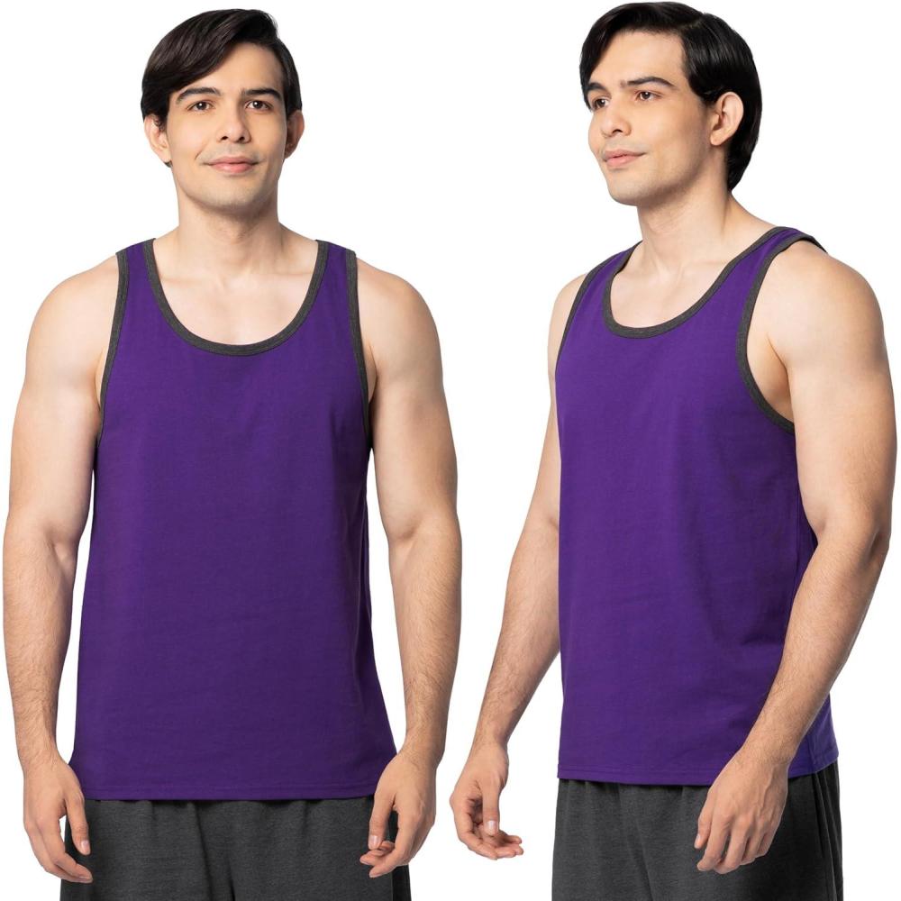 imageFruit of The Loom Mens Eversoft Cotton Sleeveless T Shirts Breathable amp Moisture Wicking with Odor Control Sizes S4XPurple