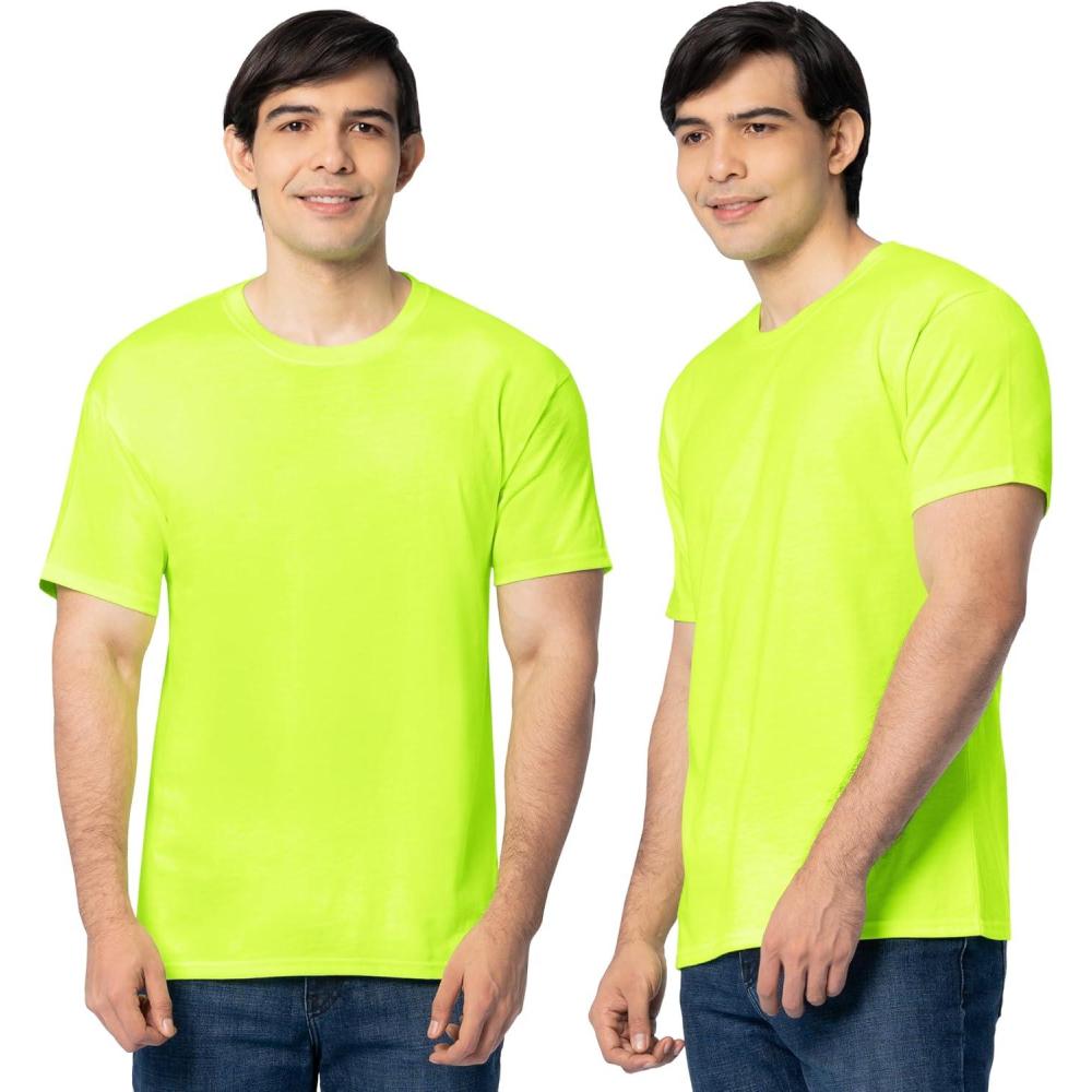 imageFruit of The Loom Mens Eversoft Cotton T Shirts Breathable amp Moisture Wicking with Odor Control Sizes S4x2 Pack Safety Green