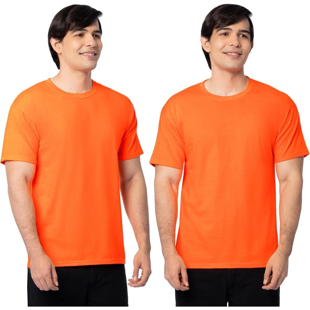 imageFruit of The Loom Mens Eversoft Cotton T Shirts Breathable amp Moisture Wicking with Odor Control Sizes S4x2 Pack Safety Orange