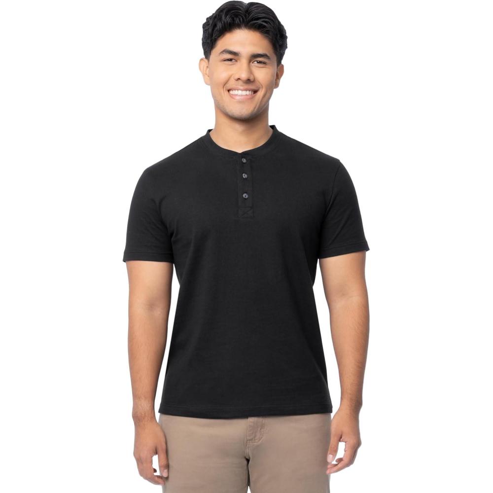 imageFruit of The Loom Mens Short Sleeve Henley TShirtBlack
