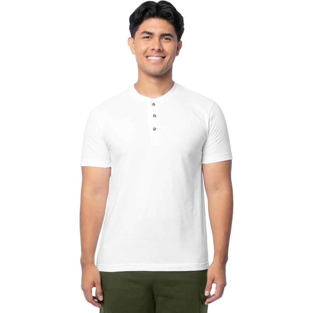 imageFruit of The Loom Mens Short Sleeve Henley TShirtWhite