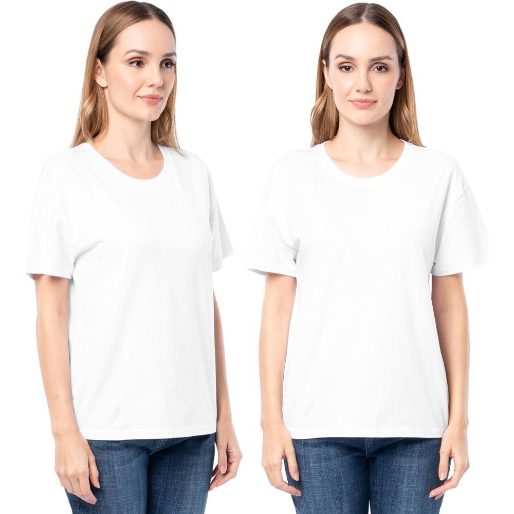 imageFruit of The Loom Womens Short Sleeve Boyfriend TShirt 2 PackWhiteWhite