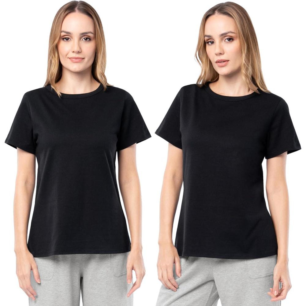 imageFruit of The Loom Womens Short Sleeve Crew Neck TShirt 2 PackBlack