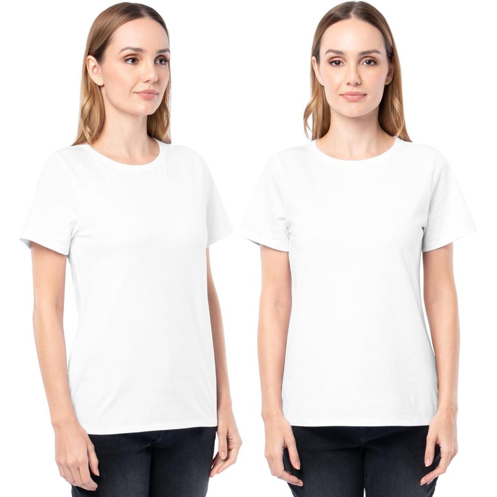 imageFruit of The Loom Womens Short Sleeve Crew Neck TShirt 2 PackWhiteWhite