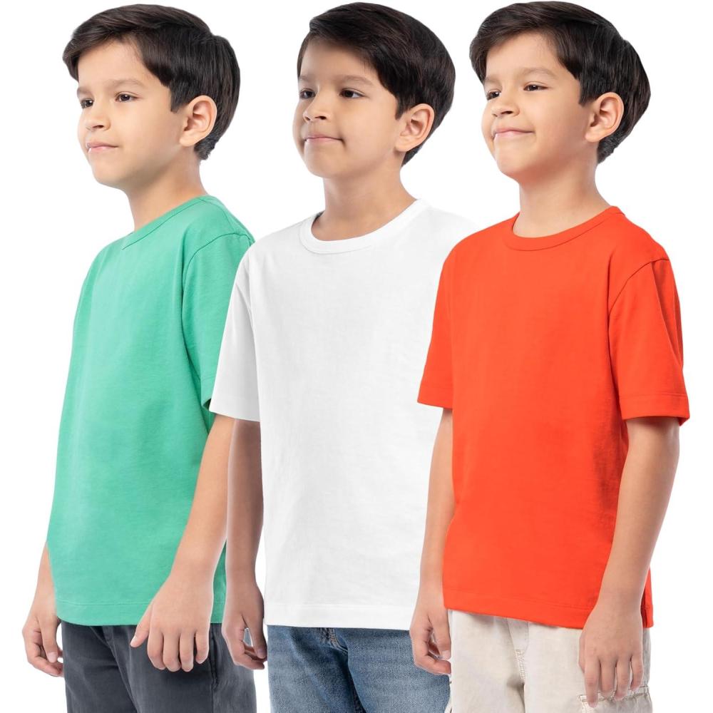 imageFruit of the Loom Boys Short Sleeve Cotton Crewneck TShirts 3 PackWhiteRedGreen