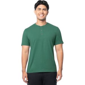 Fruit of The Loom Men’s Short Sleeve Henley T-Shirt(Antique Green)