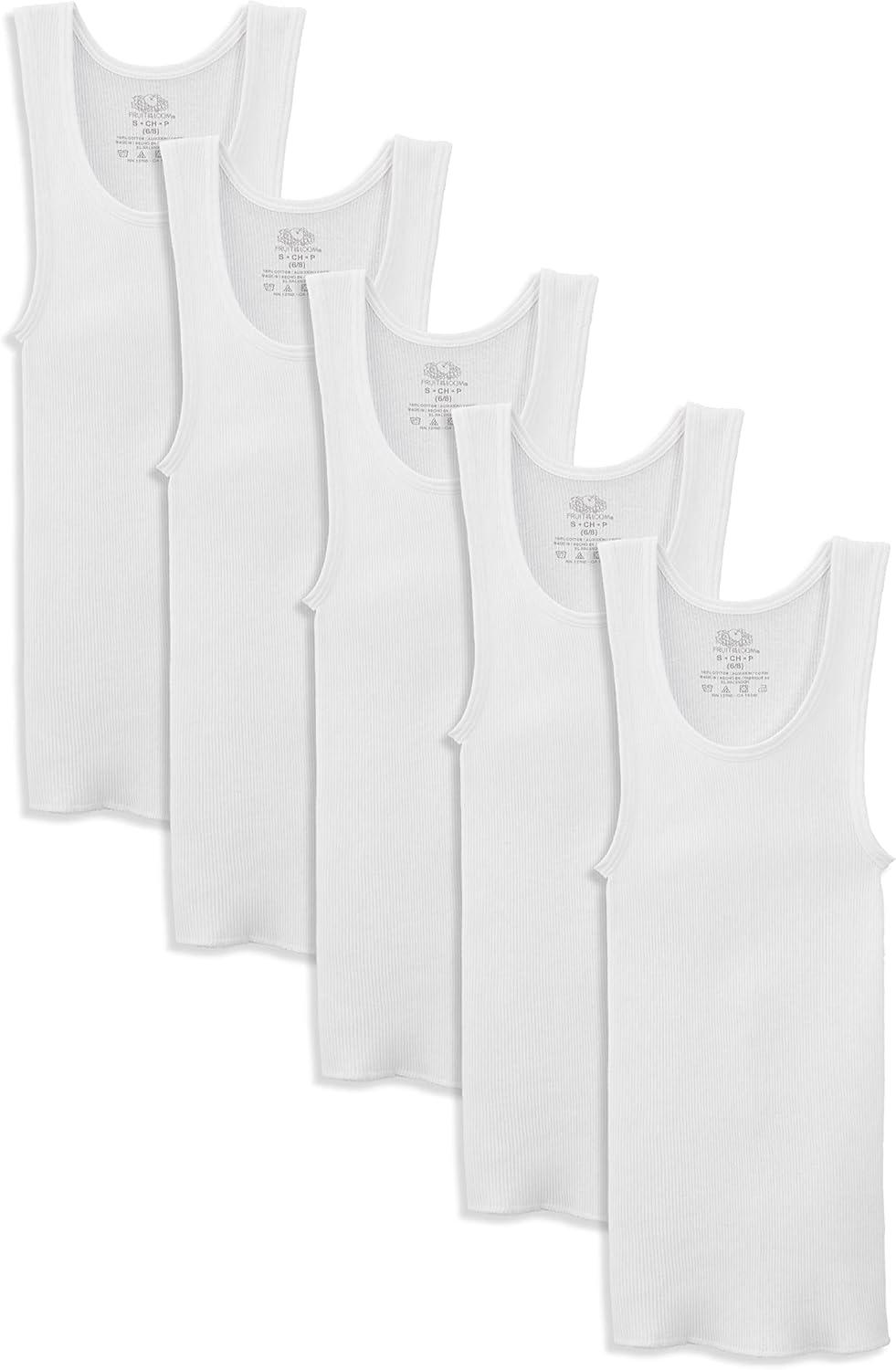 imageFruit of The Loom Boys Eversoft Cotton Undershirts T Shirts amp Tank TopsTank Boys 120 White