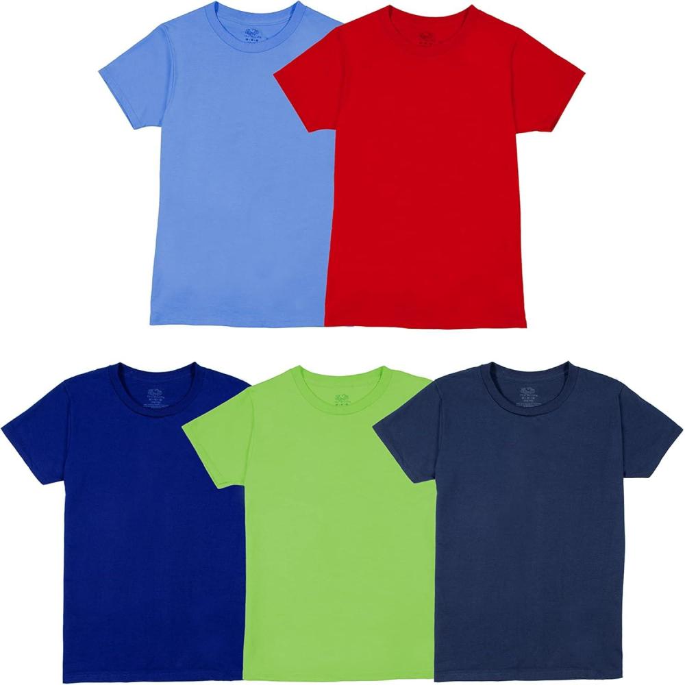 imageFruit of The Loom Boys Eversoft Cotton Undershirts T Shirts amp Tank TopsT Shirt  Boys  5 Pack  BlueGreenRed