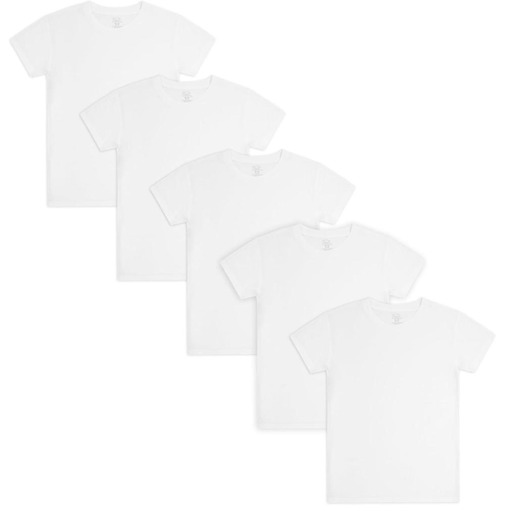 imageFruit of The Loom Boys Eversoft Cotton Undershirts T Shirts amp Tank TopsT Shirt Boys 5 Pack White