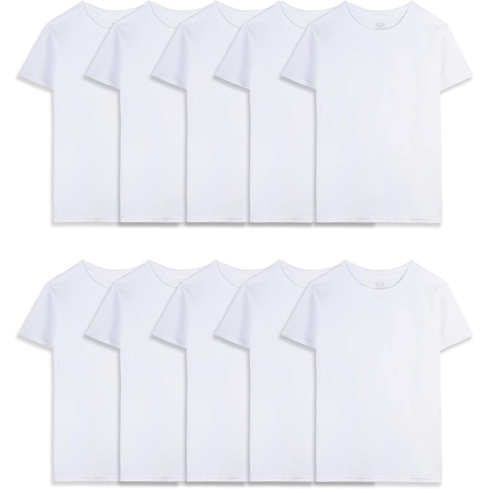 imageFruit of The Loom Boys Eversoft Cotton Undershirts T Shirts amp Tank TopsT Shirt Husky 10 Pack White