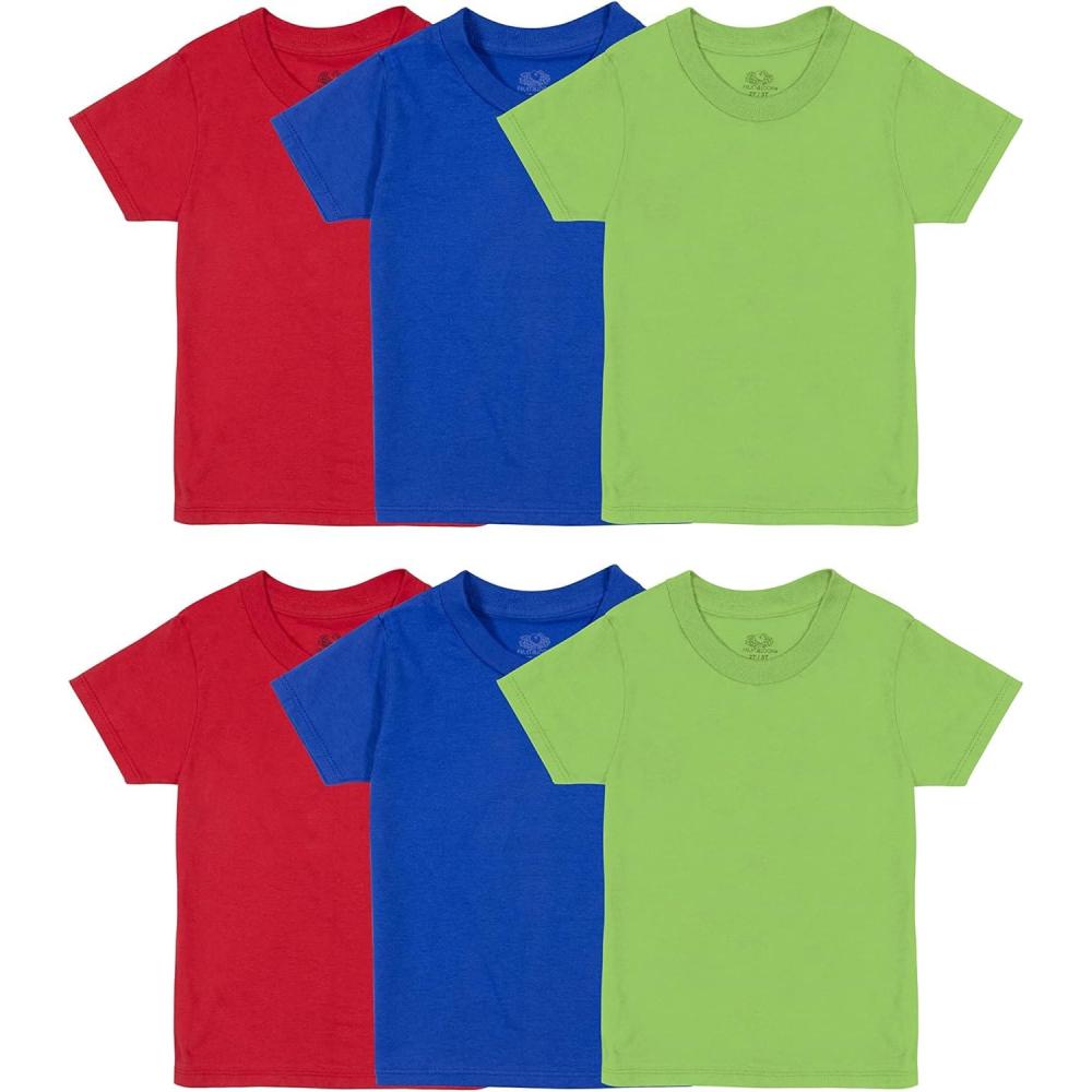 imageFruit of The Loom Boys Eversoft Cotton Undershirts T Shirts amp Tank TopsT Shirt Toddler 6 Pack BlueGreenRed
