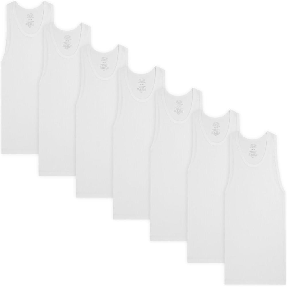 imageFruit of The Loom Boys Eversoft Cotton Undershirts T Shirts amp Tank TopsTank Boys 7 Pack White