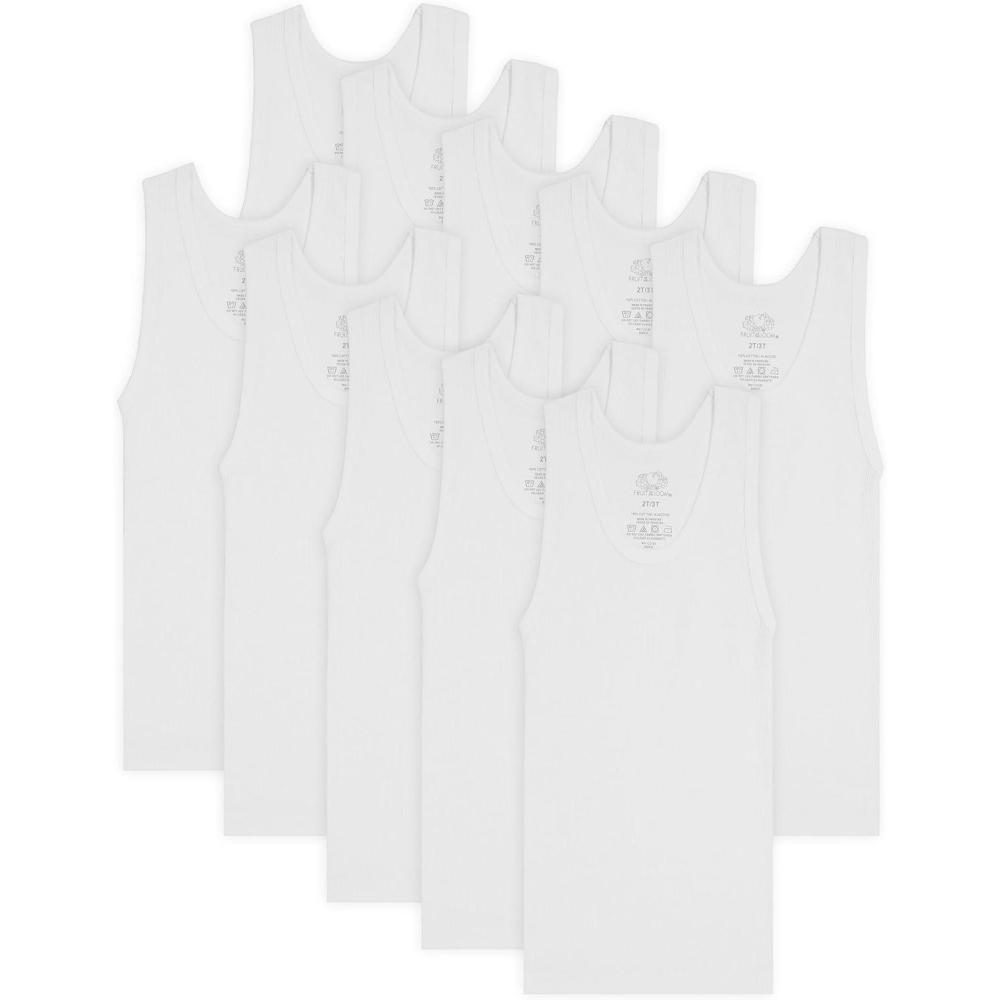 imageFruit of The Loom Boys Eversoft Cotton Undershirts T Shirts amp Tank TopsTank Toddler 10 Pack White