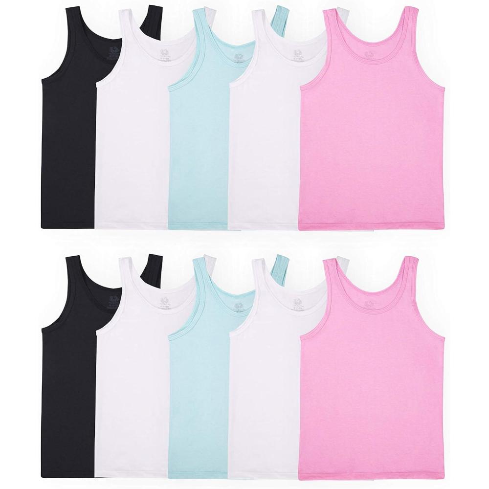 imageFruit of The Loom Girls Undershirts Camis amp TanksTank 10 Pack Assorted