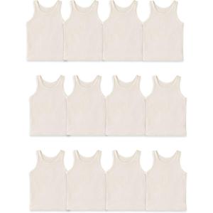 Fruit of The Loom Girls Undershirts (Camis & Tanks)(Toddler Tank – 12 Pack – Natural Cotton)
