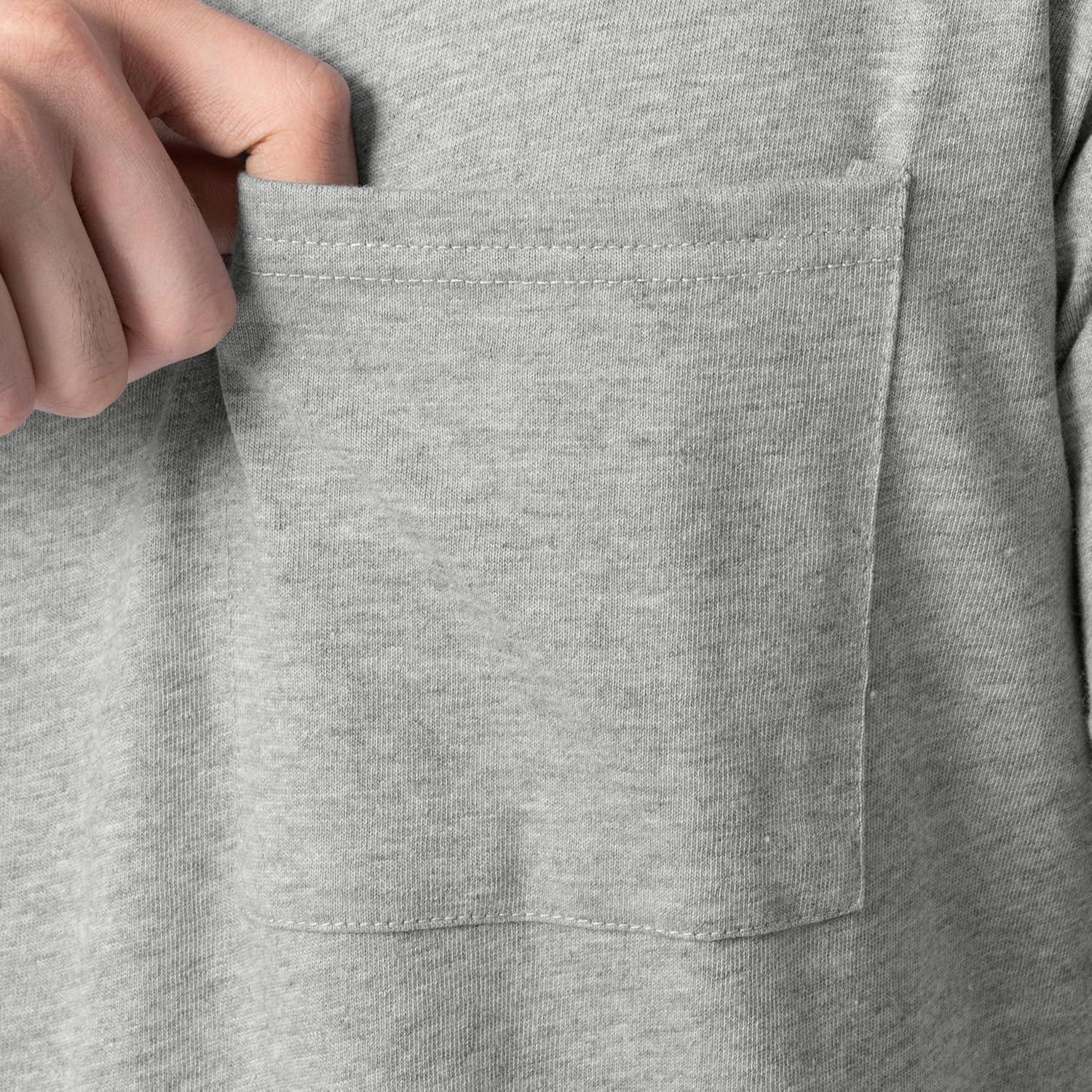 imageFruit of the Loom Mens Eversoft Cotton Short Sleeve Pocket TShirts Breathable amp Tag Free 2Pack2 Pack Grey Heather