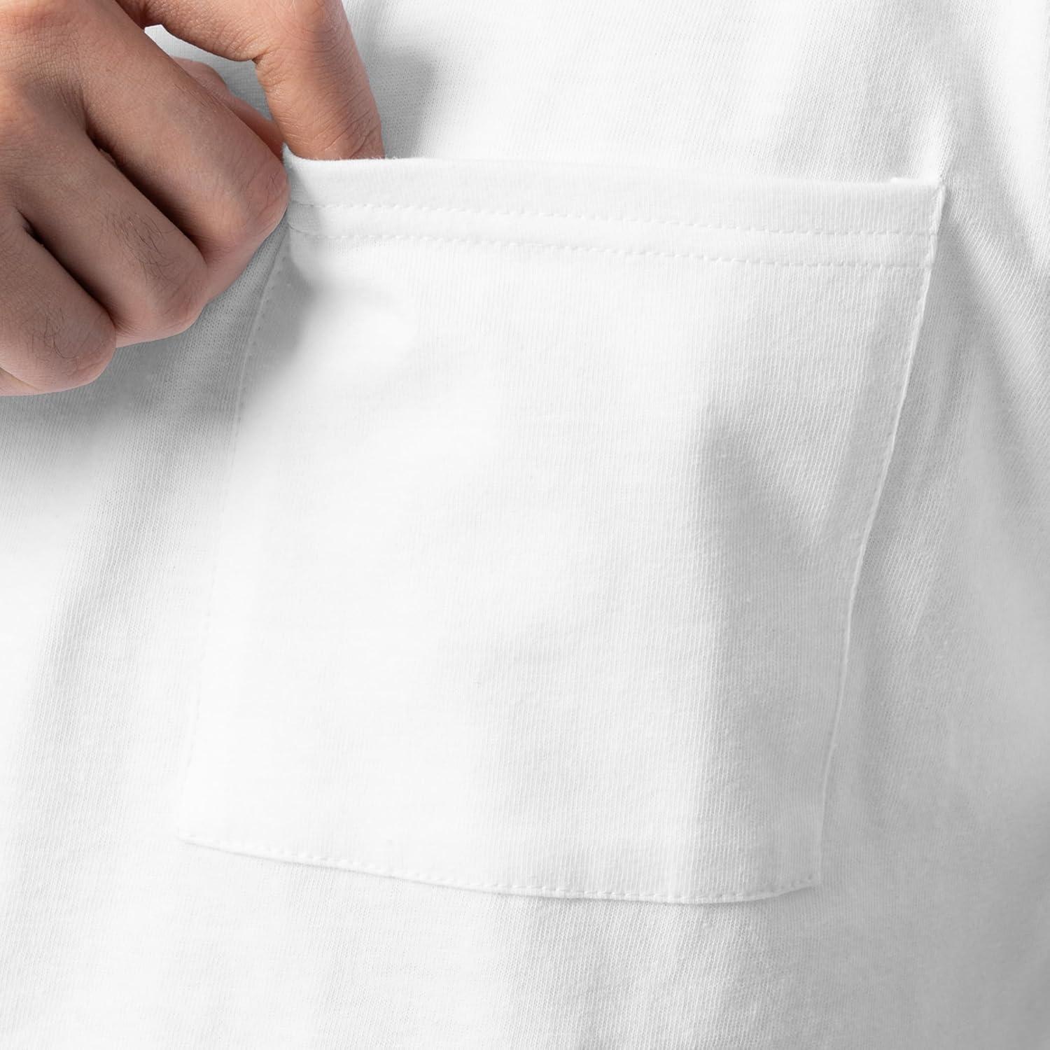 imageFruit of the Loom Mens Eversoft Cotton Short Sleeve Pocket TShirts Breathable amp Tag Free 2Pack2 Pack White