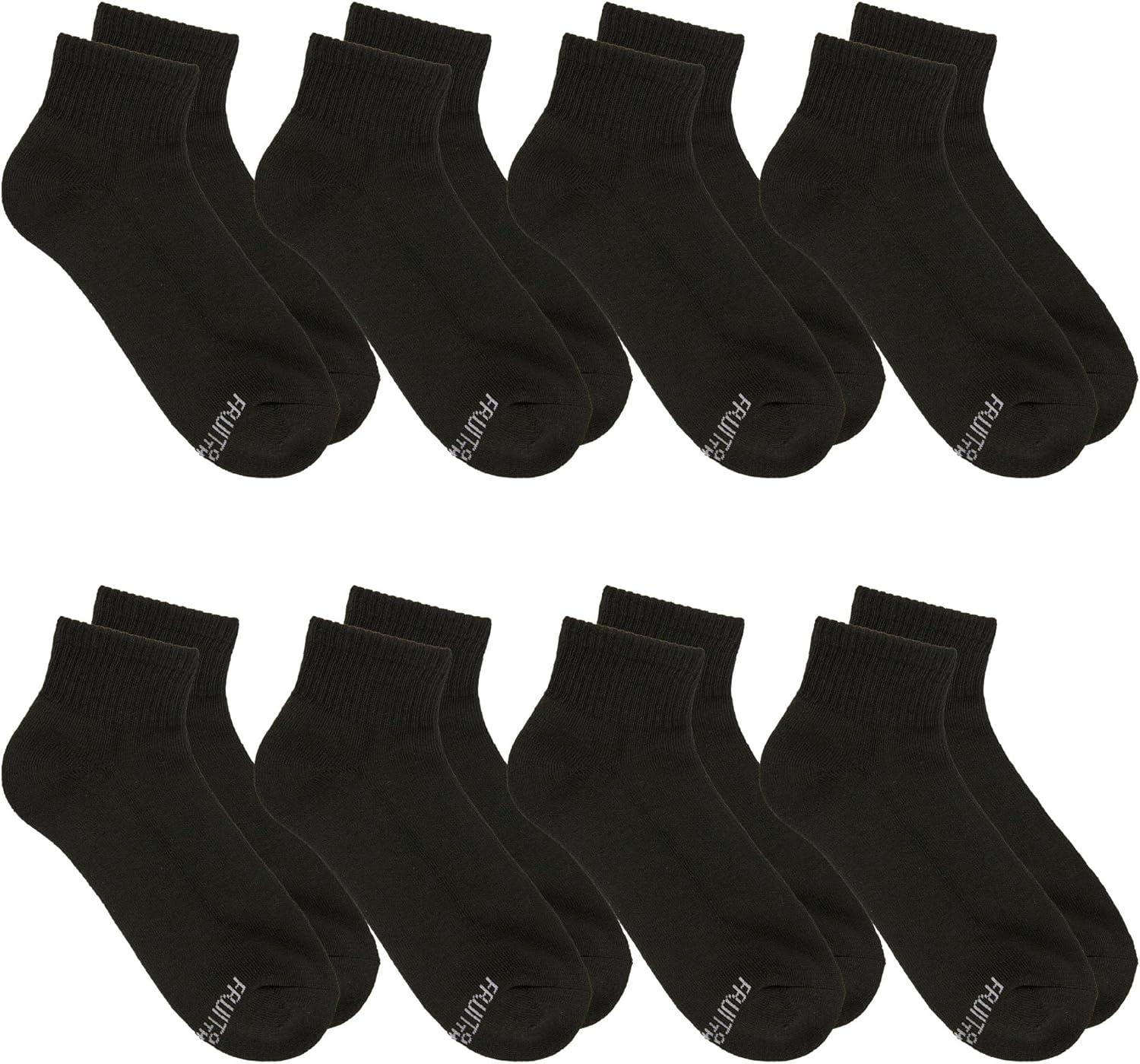 imageFruit of the Loom Womens Everyday Basics Socks Breathable with Half Cushion MultiPacksAnkle 8 Pack Black