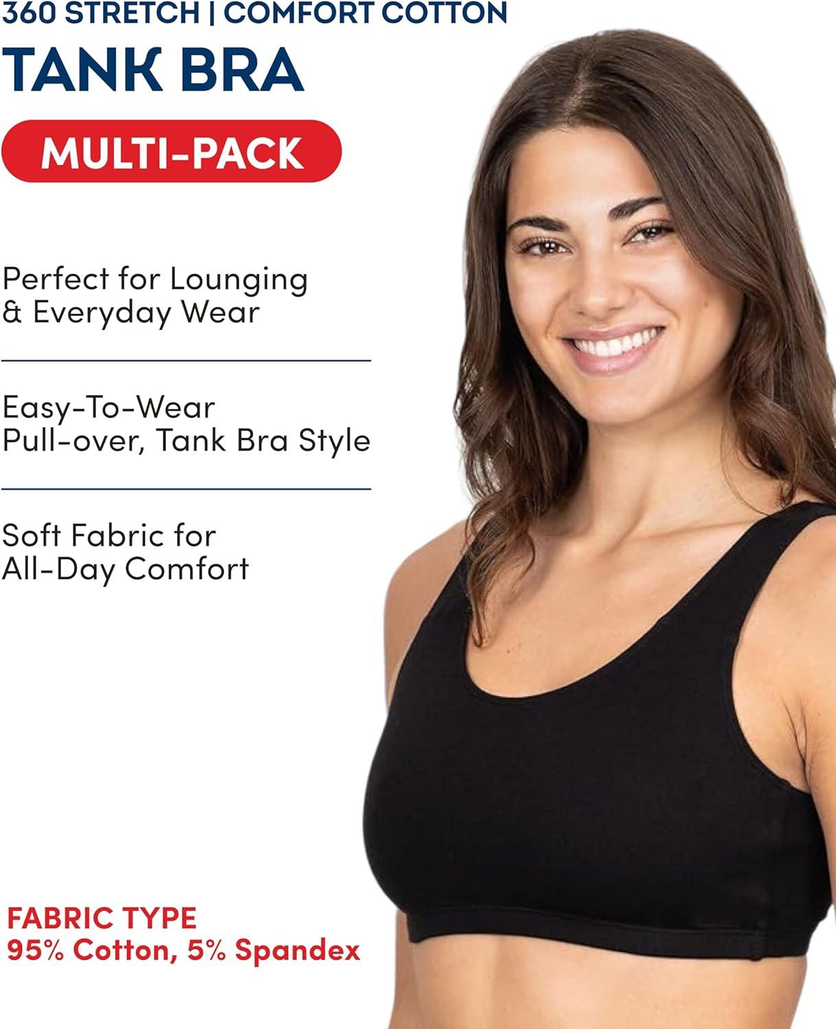 imageFruit of the Loom Womens Built Up Tank Style Sports Bra Value PackBlack WhiteHeather Grey
