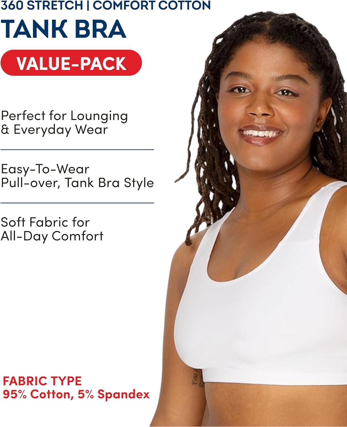 imageFruit of the Loom Womens Built Up Tank Style Sports Bra Value PackDuskWhiteBlushGrey Heather